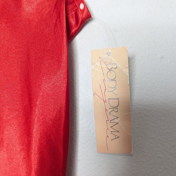 Body Drama Vintage 90's Red Satin Mini Slip Dress Polka Dot Collar Button Detail - Picture 7 of 9